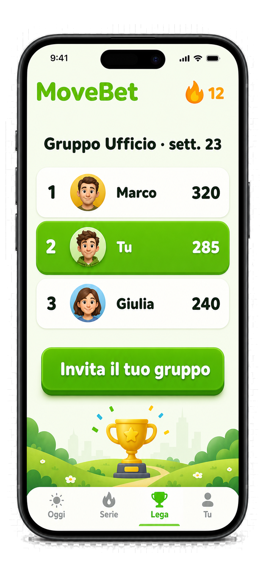 Schermata app MoveBet
